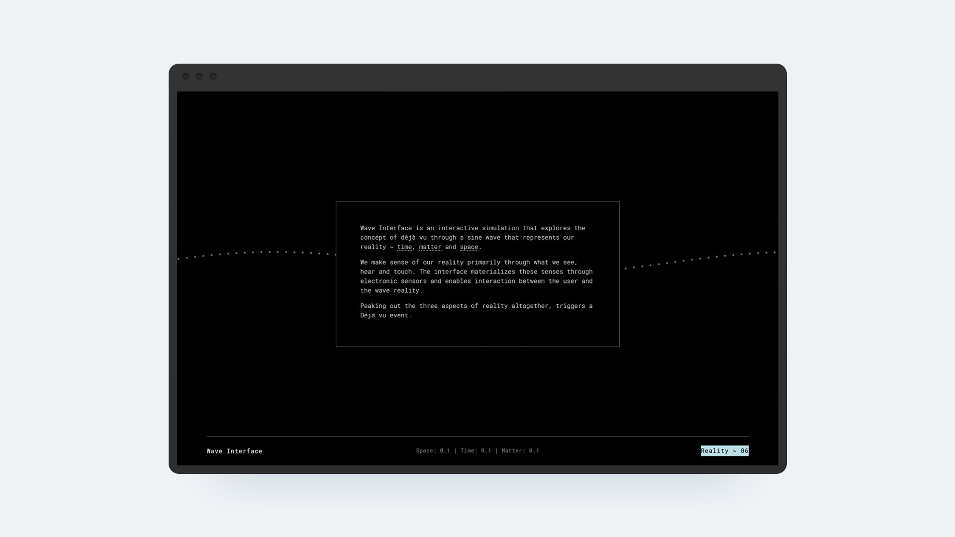 Browser window mockup with concept note pop-up overlaying the Wave Interface.
